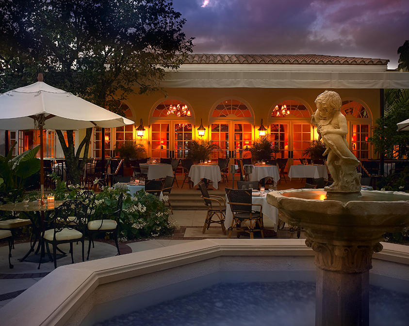 Looking onto the Cafe Boulud terrace from the courtyard. 