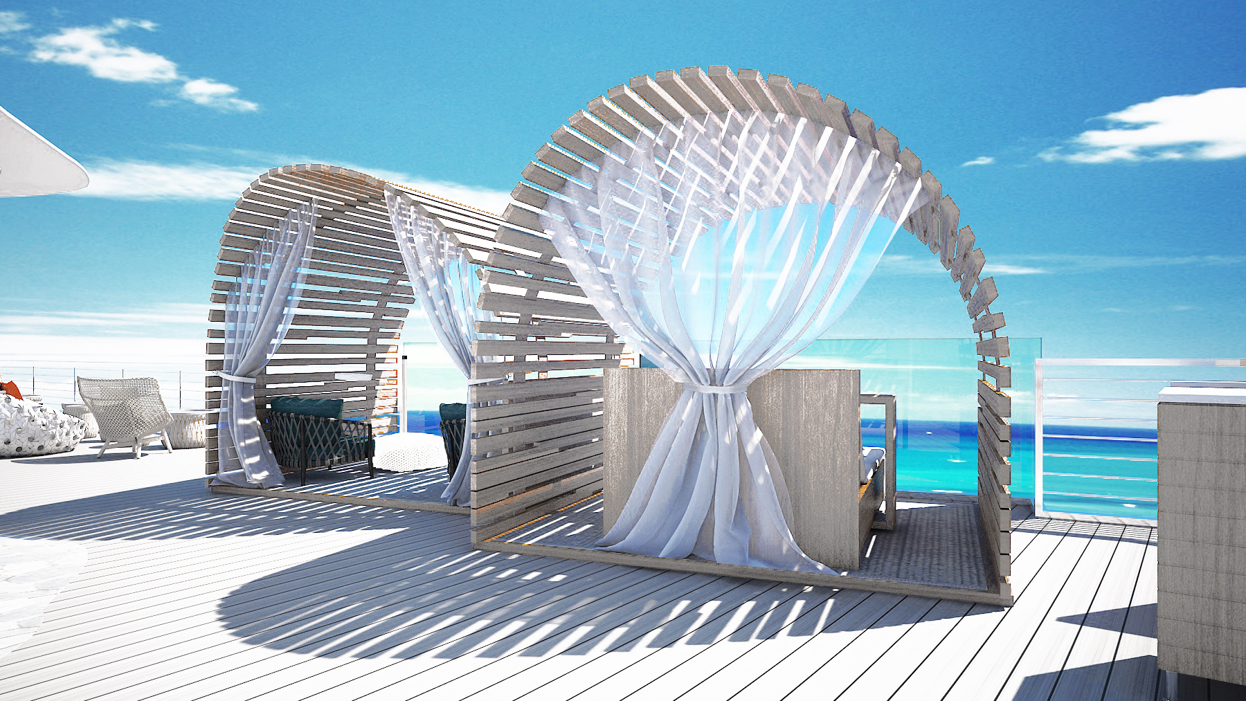 Personal cabanas on Celebrity Flora cruise ship