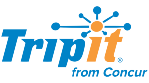 tripit logo with blue and orange text and white background