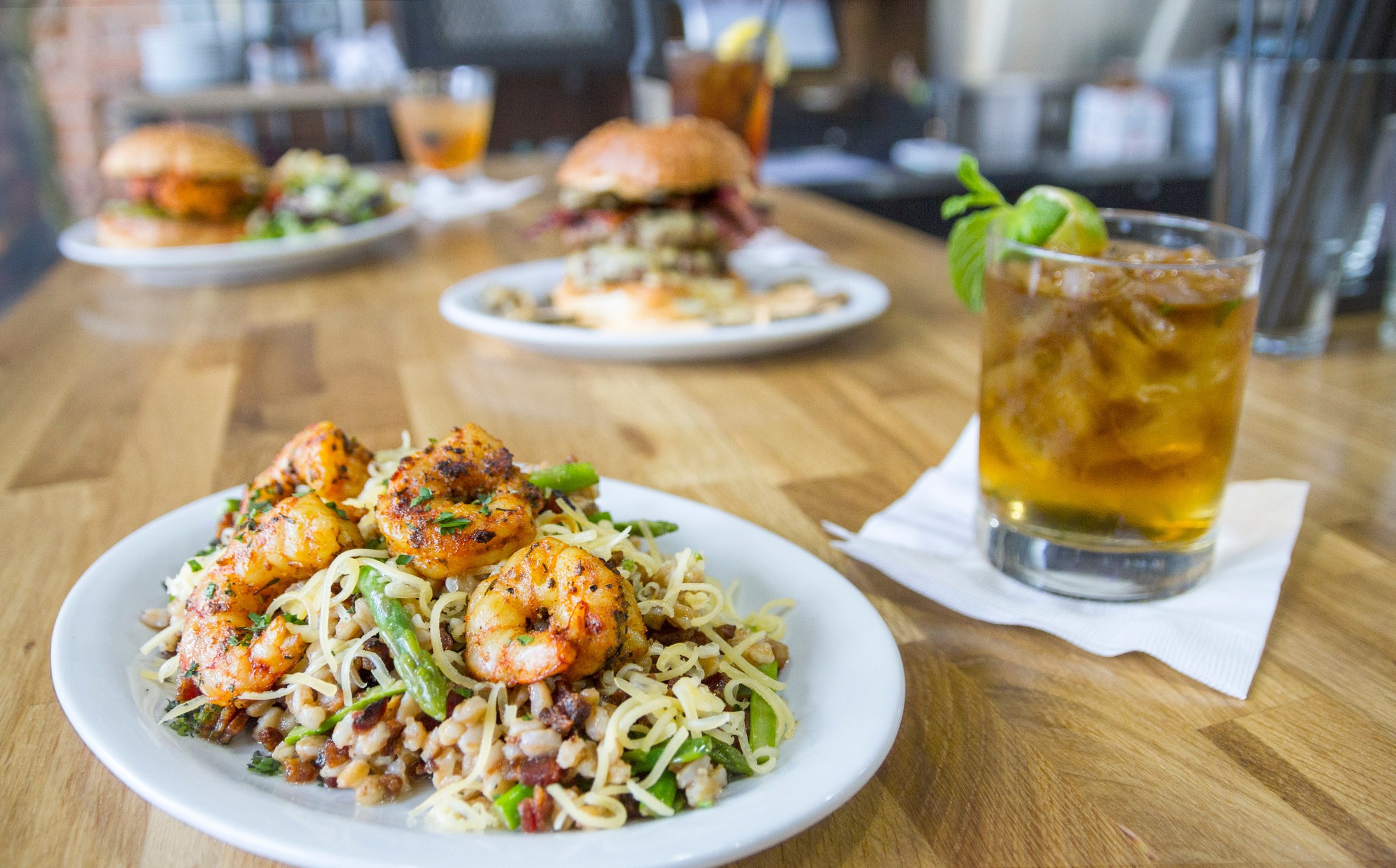 cocktail and shrimp over cheese and lettuce