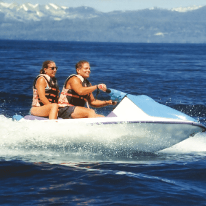 two people riding jetski