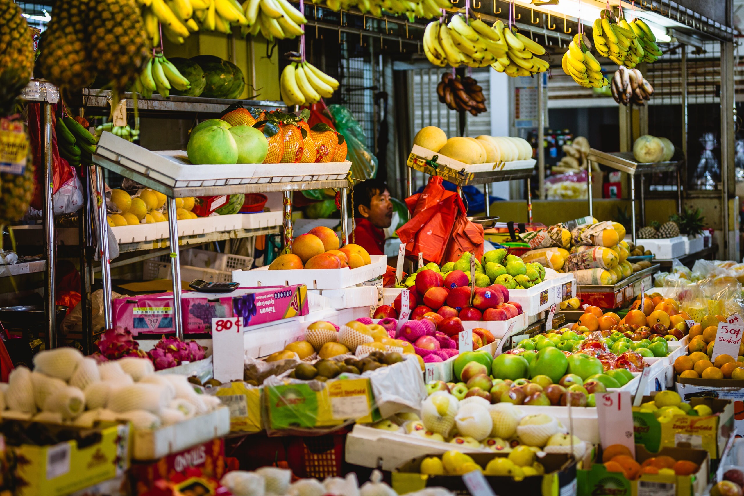 A colorful wet market in Singapore