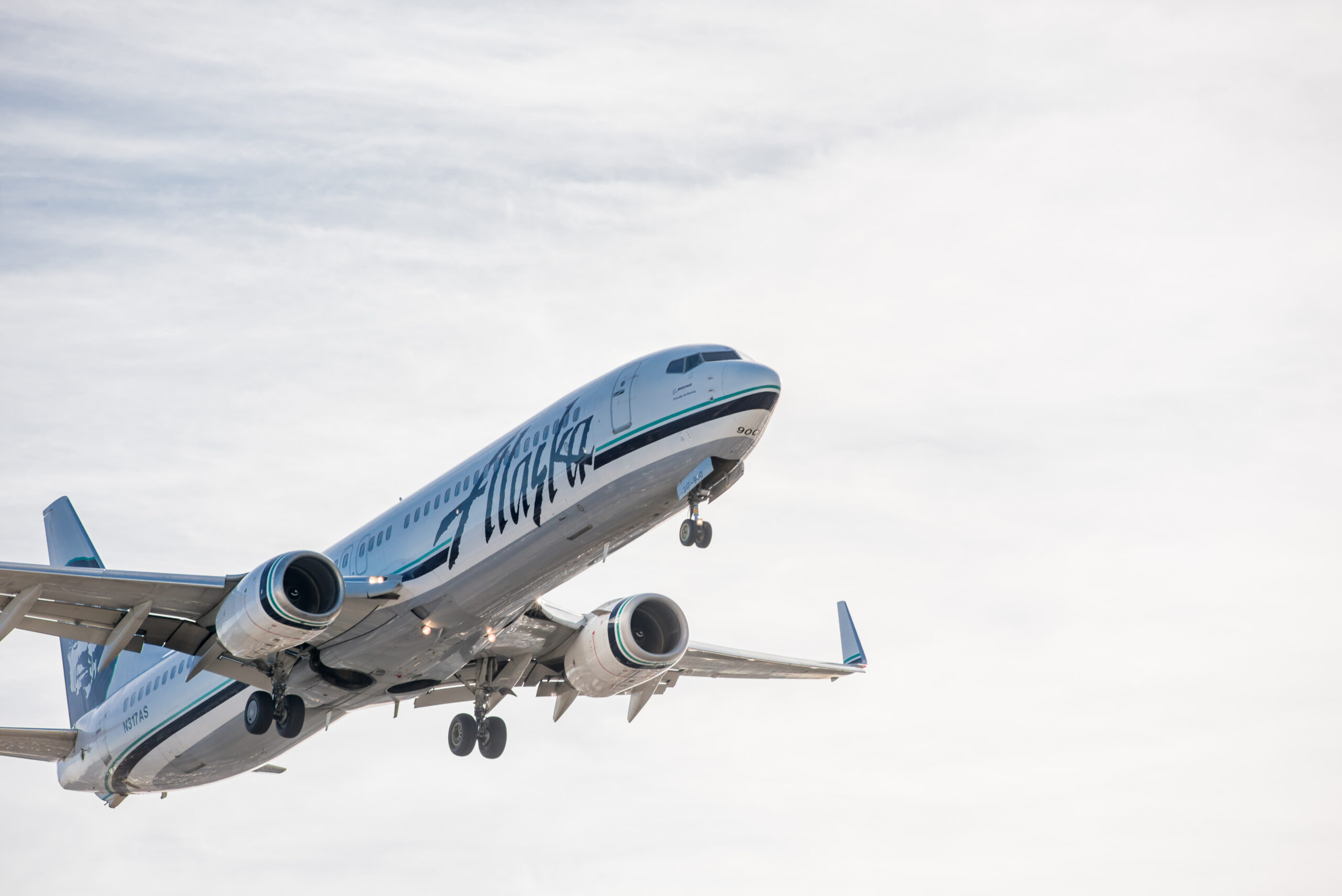 Alaska airlines plane in flight