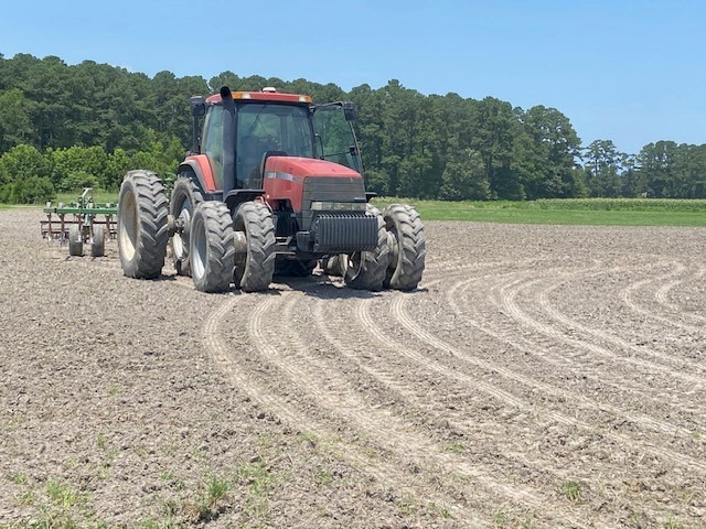 red tractor on farm