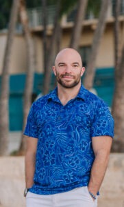 man in blue button up shirt