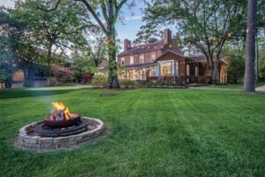 large lawn in front of house