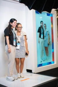 two women posing for hologram image